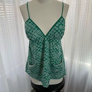 Billabong Green Printed Spaghetti Strap Camisole Size M